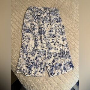 Joie Blue and White Floral Linen Pants